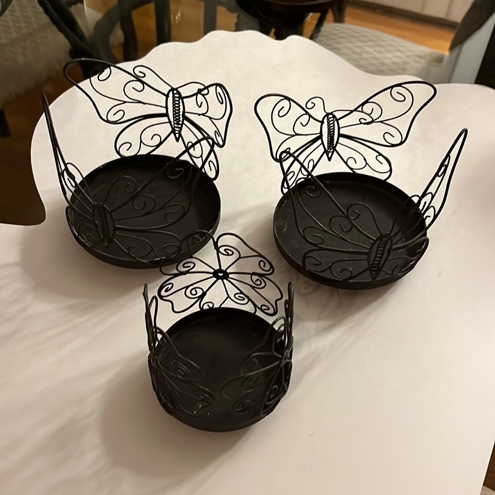 Butterfly candle holders set of three